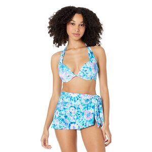 COCO REEF All Over Tie-Dye Cameo Halter Bikini Top Multi 12 (36C)